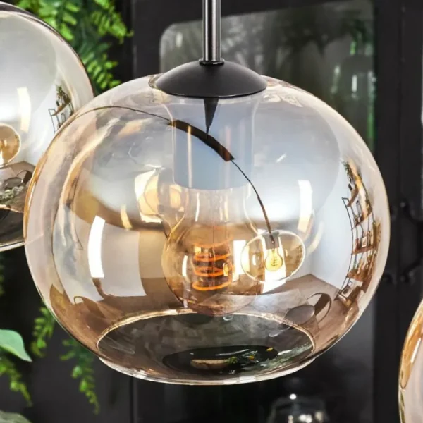 hofstein Suspension - Verre Apedo Ambre, 4 lumières* Lampes En Verre