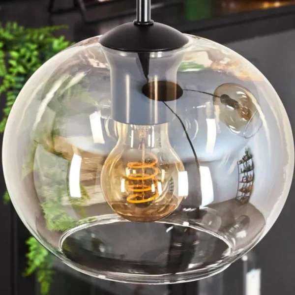 hofstein Suspension - Verre Apedo Ambre, Clair, 3 lumières* Lampes En Verre