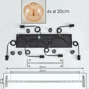 hofstein Suspension - Verre Apedo Ambre, 6 lumières* Lampes En Verre