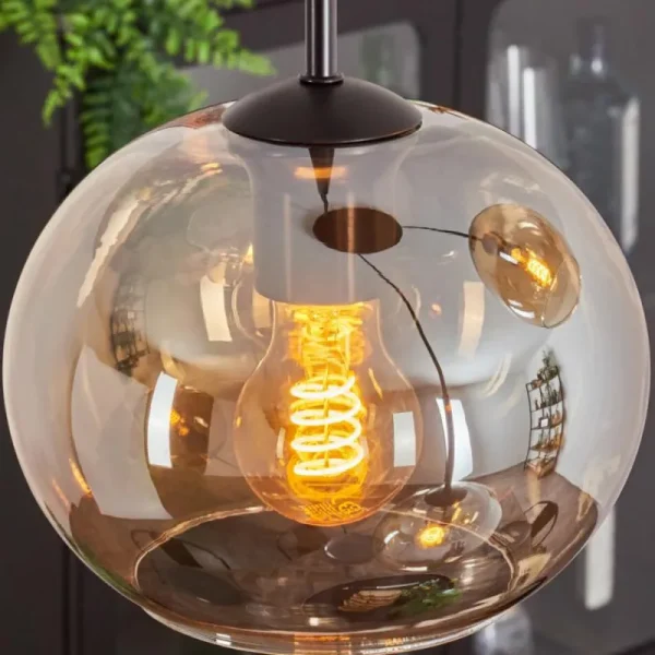 hofstein Suspension - Verre Apedo Ambre, 3 lumières* Lampes En Verre