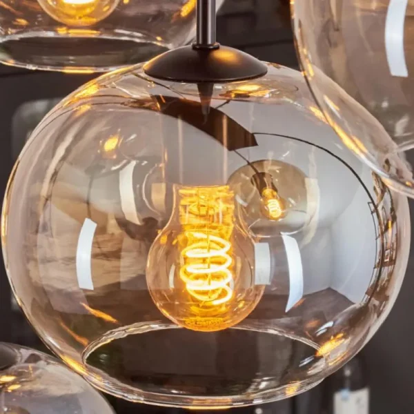 hofstein Suspension - Verre Apedo Ambre, Clair, 8 lumières* Lampes En Verre