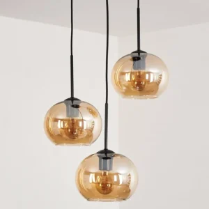 hofstein Suspension - Verre Apedo Ambre, 3 lumières* Lampes En Verre