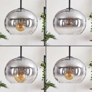 hofstein Suspension - Verre Apedo Clair, Fumé, 3 lumières* Lampes Modernes