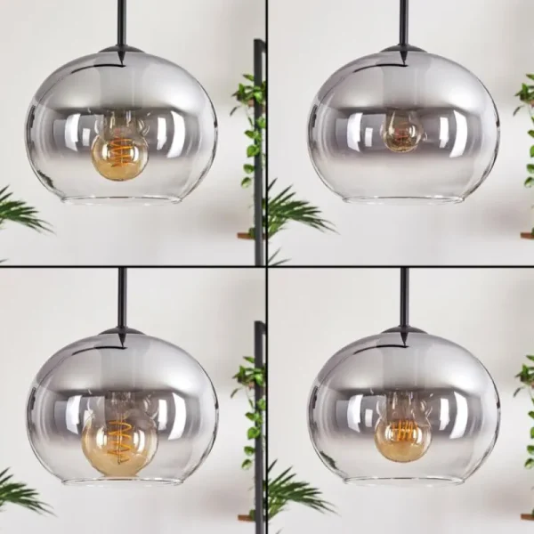 hofstein Suspension - Verre Apedo Clair, Fumé, 3 lumières* Lampes Modernes