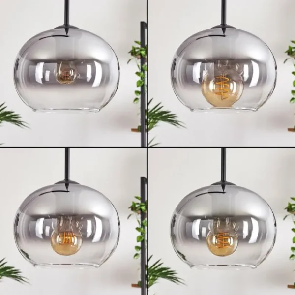 hofstein Suspension - Verre Apedo Clair, Fumé, 3 lumières* Lampes Modernes