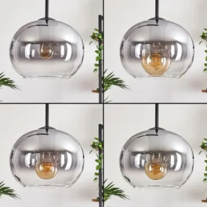 hofstein Suspension - Verre Apedo Clair, Fumé, 4 lumières* Lampes Modernes