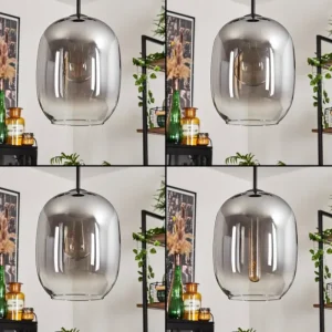 hofstein Suspension - Verre Apedo Clair, Fumé, 3 lumières* Lampes Modernes