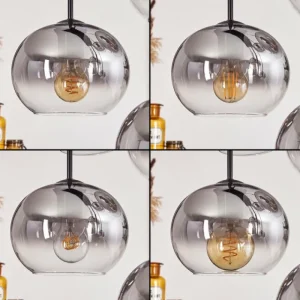 hofstein Suspension - Verre Apedo Clair, Fumé, 8 lumières* Lampes Modernes