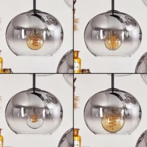 hofstein Suspension - Verre Apedo Clair, Fumé, 6 lumières* Lampes Modernes