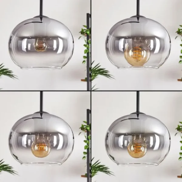 hofstein Suspension - Verre Apedo Clair, Fumé, 4 lumières* Lampes Modernes