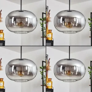 hofstein Suspension - Verre Apedo Clair, Fumé, 3 lumières* Lampes Modernes