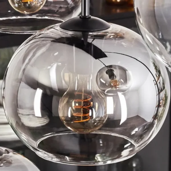 hofstein Suspension - Verre Apedo Clair, Fumé, 8 lumières* Lampes Modernes