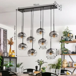 hofstein Suspension - Verre Apedo Clair, Fumé, 8 lumières* Lampes Modernes