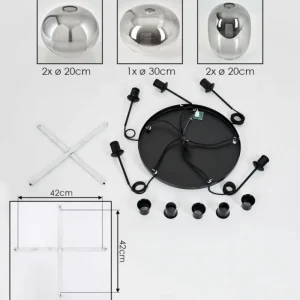 hofstein Suspension - Verre Apedo Clair, Fumé, 5 lumières* Lampes Modernes