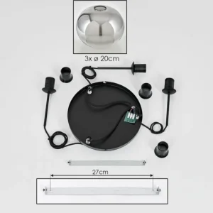 hofstein Suspension - Verre Apedo Clair, Fumé, 3 lumières* Lampes Modernes