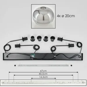hofstein Suspension - Verre Apedo Clair, Fumé, 4 lumières* Lampes Modernes