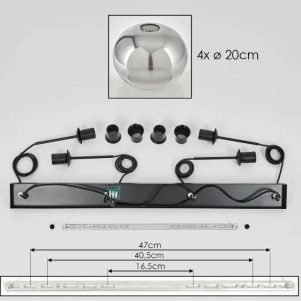 hofstein Suspension - Verre Apedo Clair, Fumé, 4 lumières* Lampes Modernes
