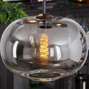 hofstein Suspension - Verre Apedo Clair, Fumé, 3 lumières* Lampes Modernes