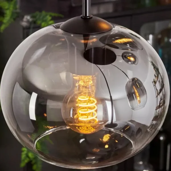 hofstein Suspension - Verre Apedo Clair, Fumé, 5 lumières* Lampes Modernes