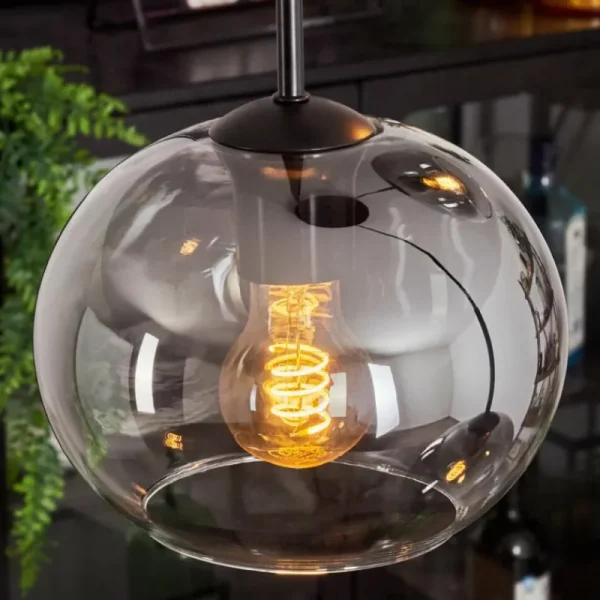 hofstein Suspension - Verre Apedo Clair, Fumé, 3 lumières* Lampes Modernes