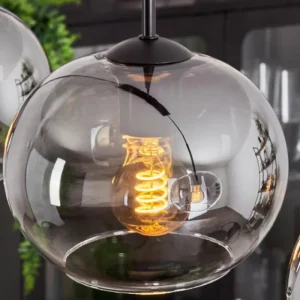 hofstein Suspension - Verre Apedo Clair, Fumé, 3 lumières* Lampes Modernes