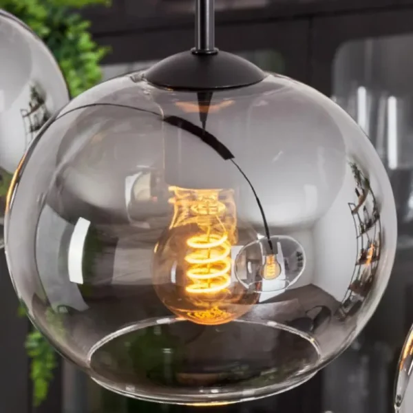 hofstein Suspension - Verre Apedo Clair, Fumé, 3 lumières* Lampes Modernes