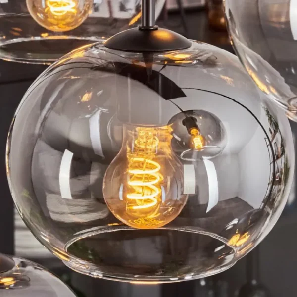 hofstein Suspension - Verre Apedo Clair, Fumé, 8 lumières* Lampes Modernes