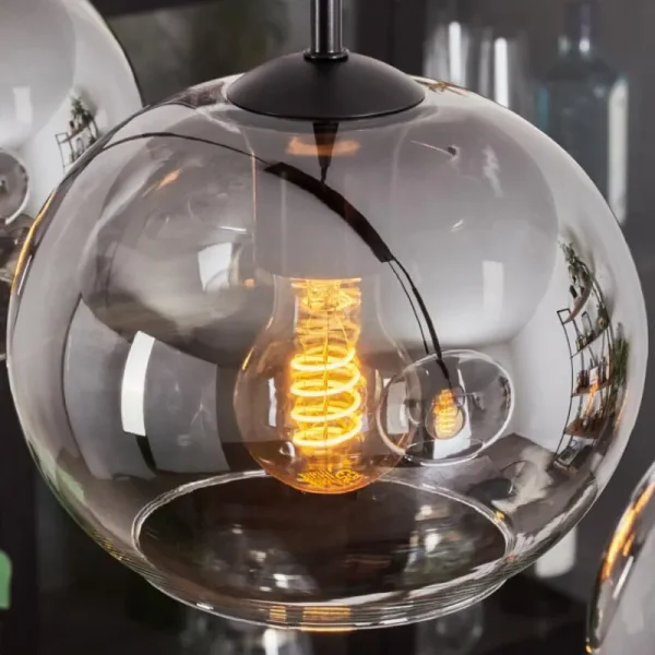 hofstein Suspension - Verre Apedo Clair, Fumé, 4 lumières* Lampes Modernes