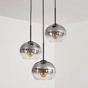 hofstein Suspension - Verre Apedo Clair, Fumé, 3 lumières* Lampes Modernes