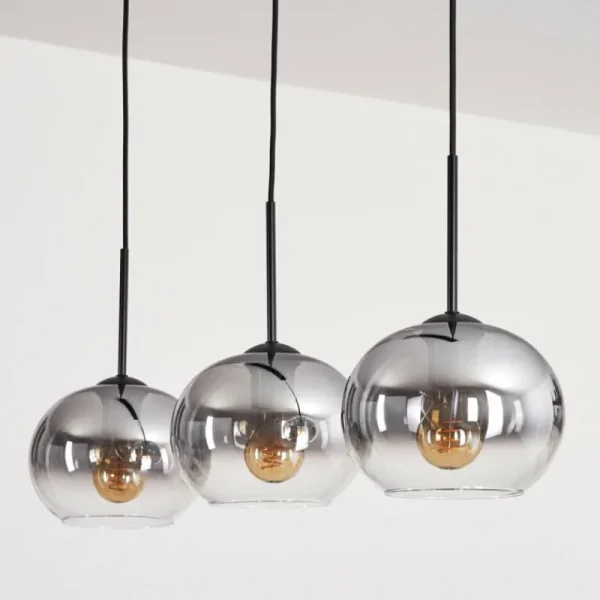 hofstein Suspension - Verre Apedo Clair, Fumé, 3 lumières* Lampes Modernes
