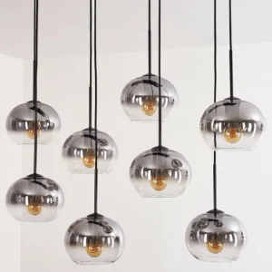 hofstein Suspension - Verre Apedo Clair, Fumé, 8 lumières* Lampes Modernes