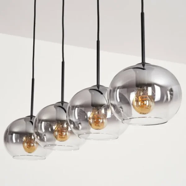 hofstein Suspension - Verre Apedo Clair, Fumé, 4 lumières* Lampes Modernes