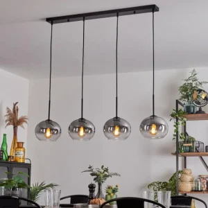 hofstein Suspension - Verre Apedo Clair, Fumé, 4 lumières* Lampes Modernes