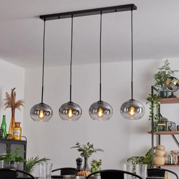hofstein Suspension - Verre Apedo Clair, Fumé, 4 lumières* Lampes Modernes