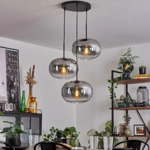 hofstein Suspension - Verre Apedo Clair, Fumé, 3 lumières* Lampes Modernes