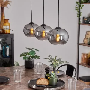 hofstein Suspension - Verre Apedo Fumé, 3 lumières* Lampes Modernes