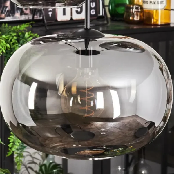 hofstein Suspension - Verre Apedo Fumé, 3 lumières* Lampes Modernes