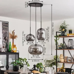 hofstein Suspension - Verre Apedo Fumé, 3 lumières* Lampes Modernes