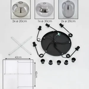 hofstein Suspension - Verre Apedo Fumé, 5 lumières* Lampes Modernes