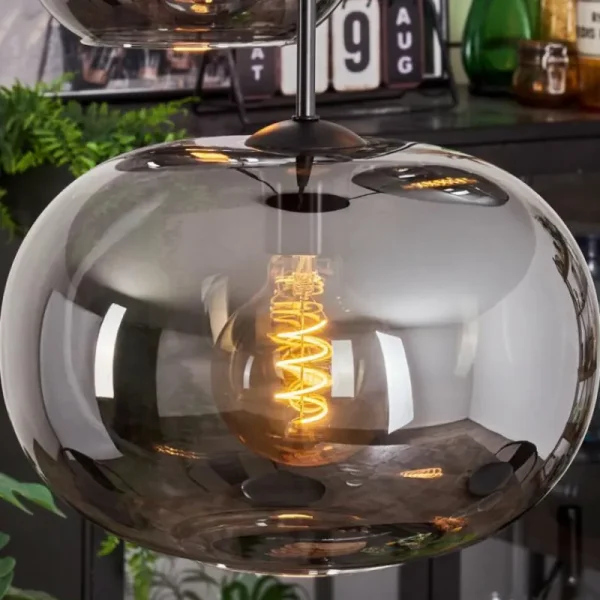hofstein Suspension - Verre Apedo Fumé, 3 lumières* Lampes Modernes