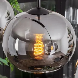 hofstein Suspension - Verre Apedo Fumé, 4 lumières* Lampes Modernes