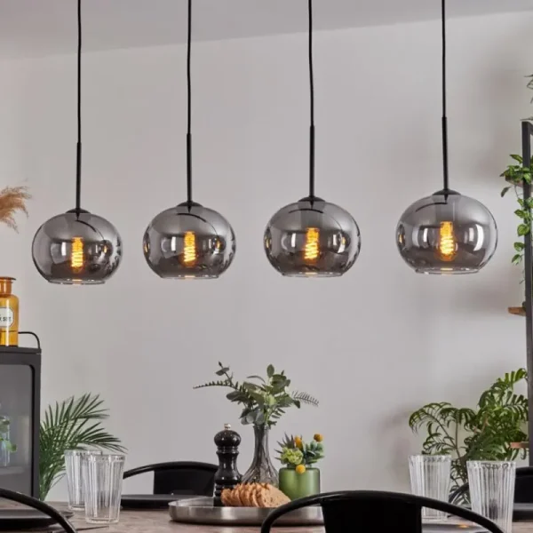 hofstein Suspension - Verre Apedo Fumé, 4 lumières* Lampes Modernes