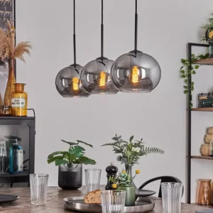 hofstein Suspension - Verre Apedo Fumé, 3 lumières* Lampes Modernes