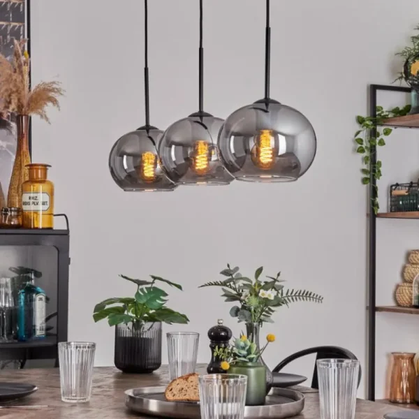 hofstein Suspension - Verre Apedo Fumé, 3 lumières* Lampes Modernes