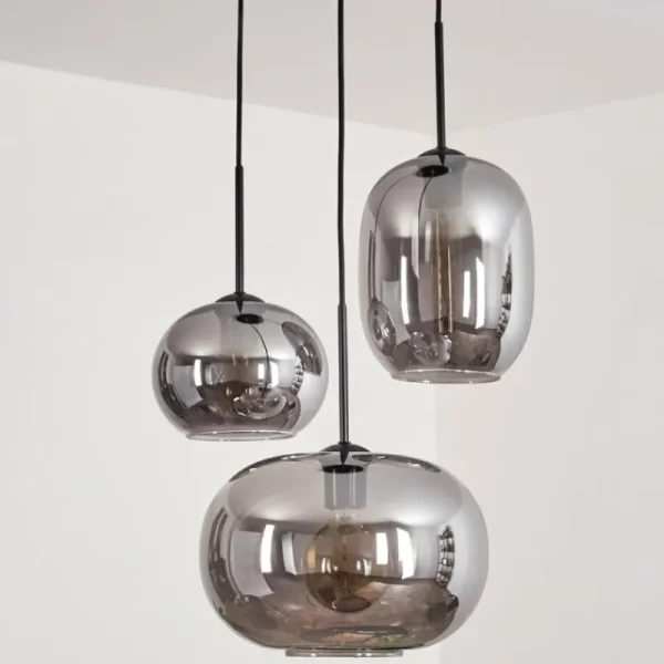 hofstein Suspension - Verre Apedo Fumé, 3 lumières* Lampes Modernes