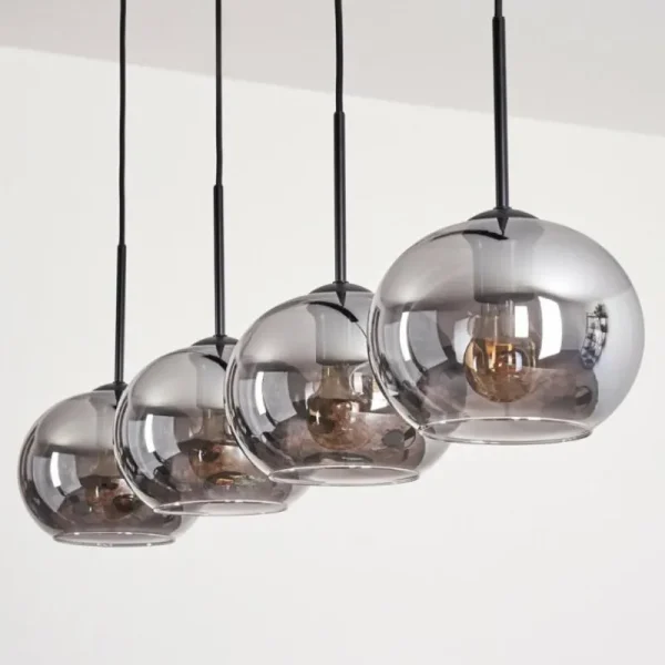 hofstein Suspension - Verre Apedo Fumé, 4 lumières* Lampes Modernes