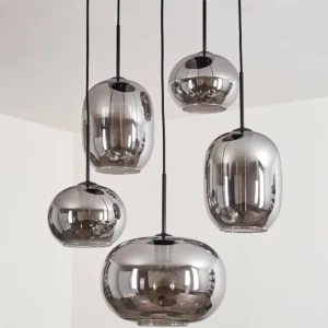 hofstein Suspension - Verre Apedo Fumé, 5 lumières* Lampes Modernes
