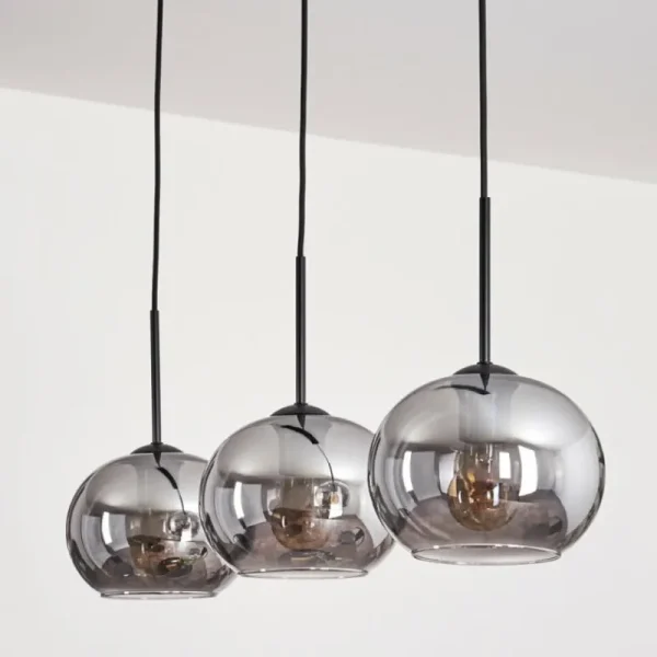 hofstein Suspension - Verre Apedo Fumé, 3 lumières* Lampes Modernes