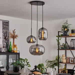 hofstein Suspension - Verre Apedo Fumé, 3 lumières* Lampes Modernes