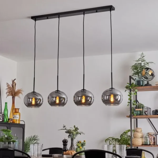 hofstein Suspension - Verre Apedo Fumé, 4 lumières* Lampes Modernes